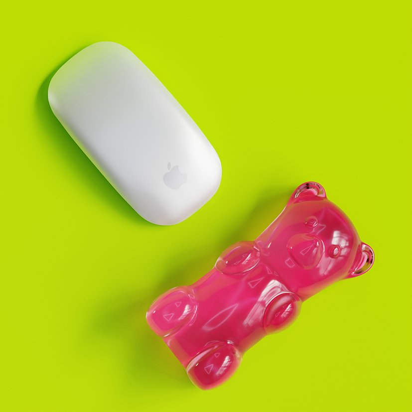 Mustard Silikon Mouse Bilek Desteği Gummy Bear // Pembe