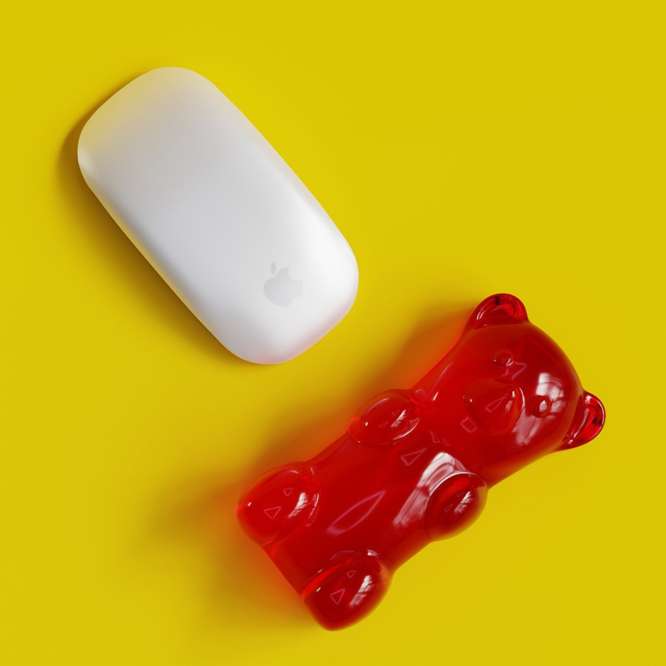 Mustard Silikon Mouse Bilek Desteği Gummy Bear // Kırmızı
