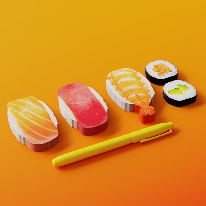 Mustard Sticky Notes Not Kağıdı & Marker Set // Sushi Bento