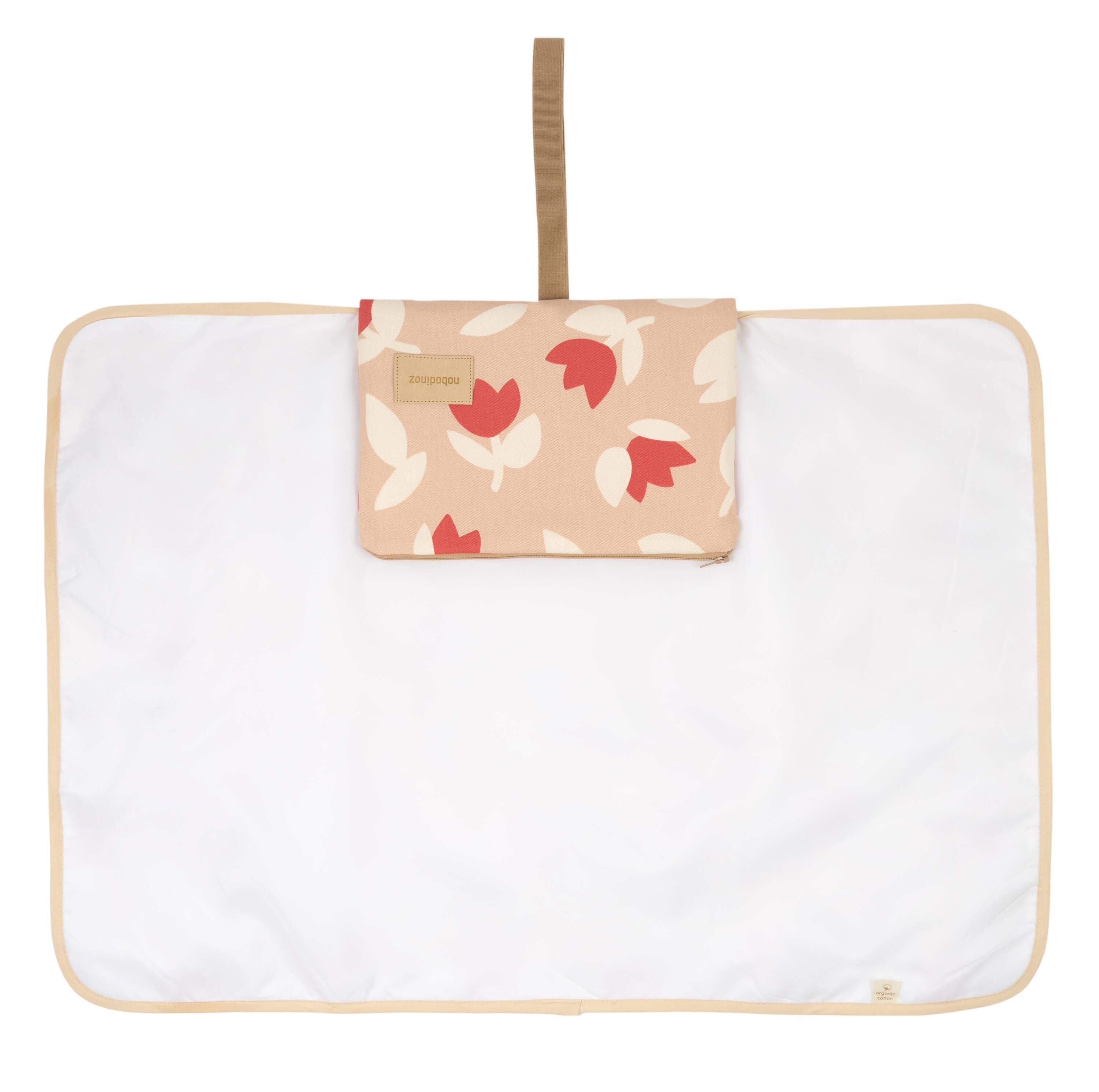 Nobodinoz Hyde Park Su Geçirmez Alt Değiştirme Matı // Red Tulip