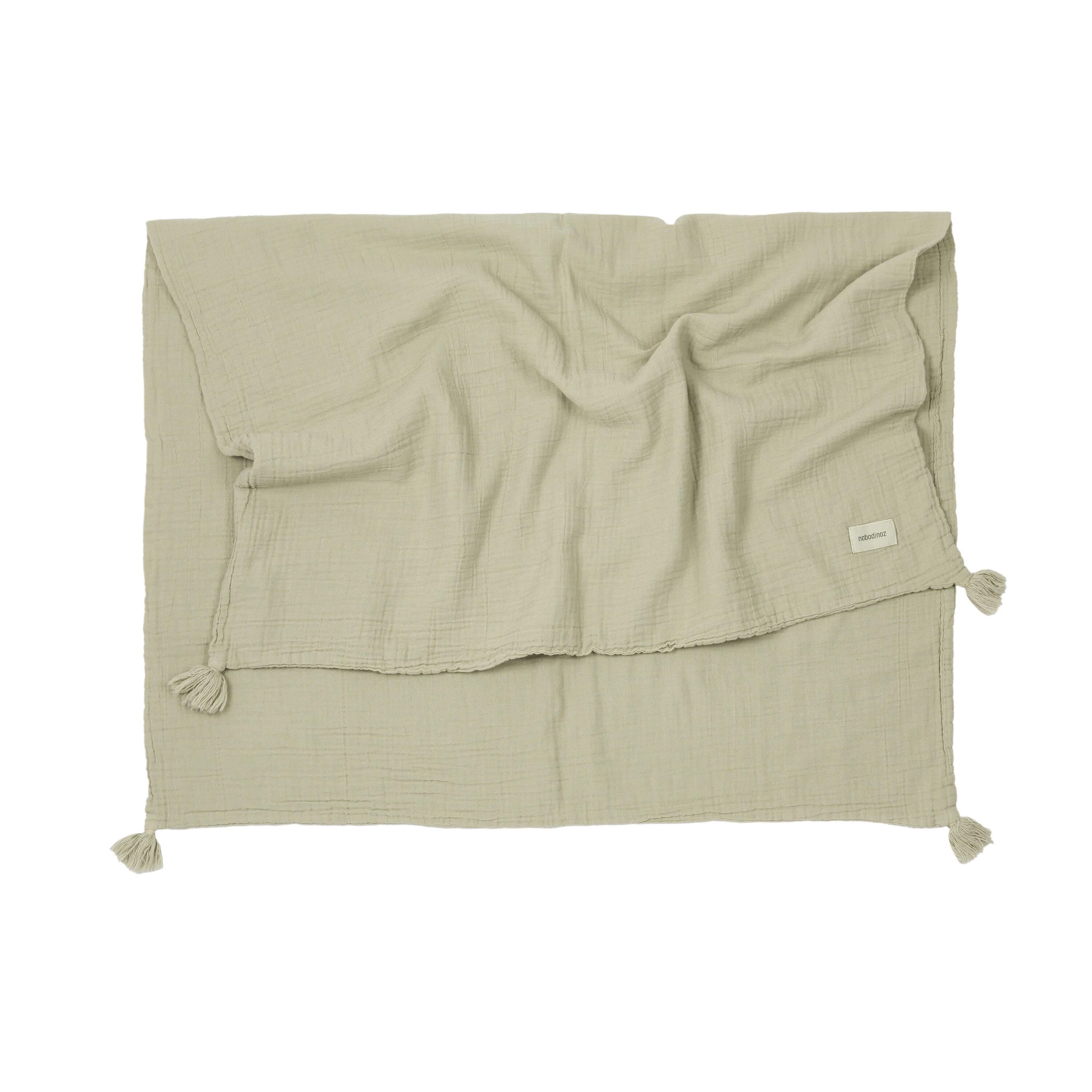 Nobodinoz Wabi Sabi &Ccedil;ift Kat M&uuml;slin Battaniye // Green Matcha