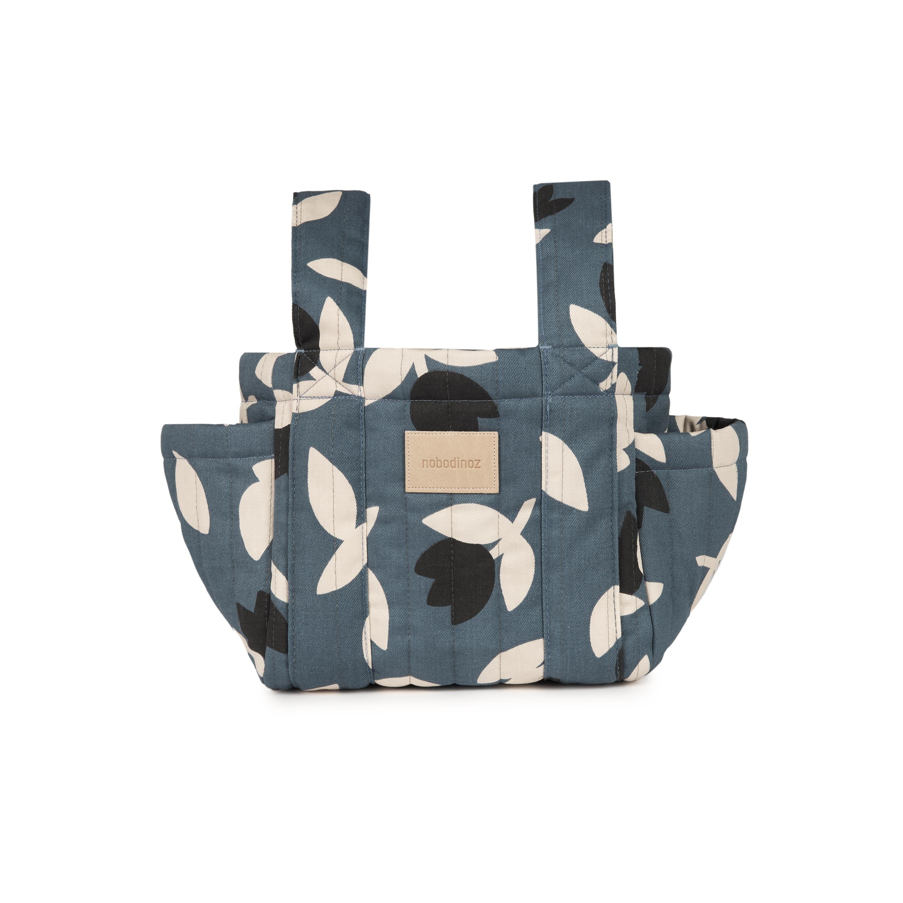 Nobodinoz Hyde Park Bebek Arabası Düzenleyici Çanta // Blue Black Tulips