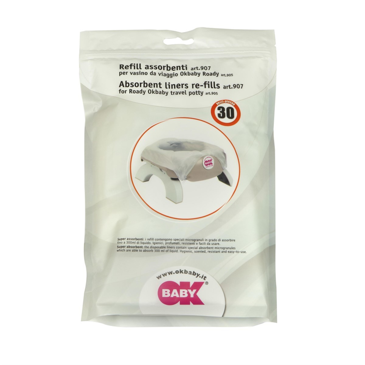 OkBaby Roady Disposable Emici Pedli Poşet Seti (30 adet)