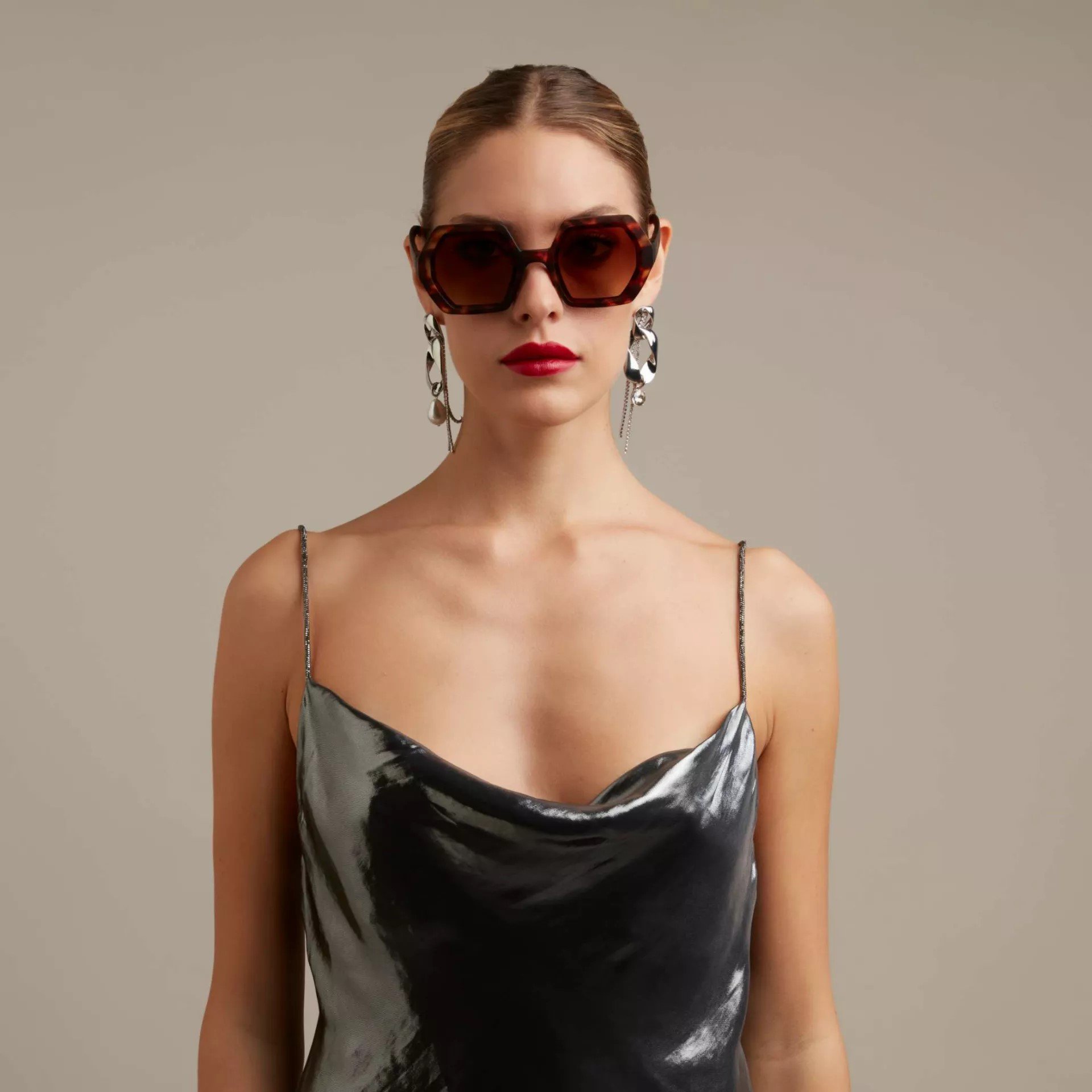 Okkia Emma Big Hexagonal Güneş Gözlüğü // Classic Havana