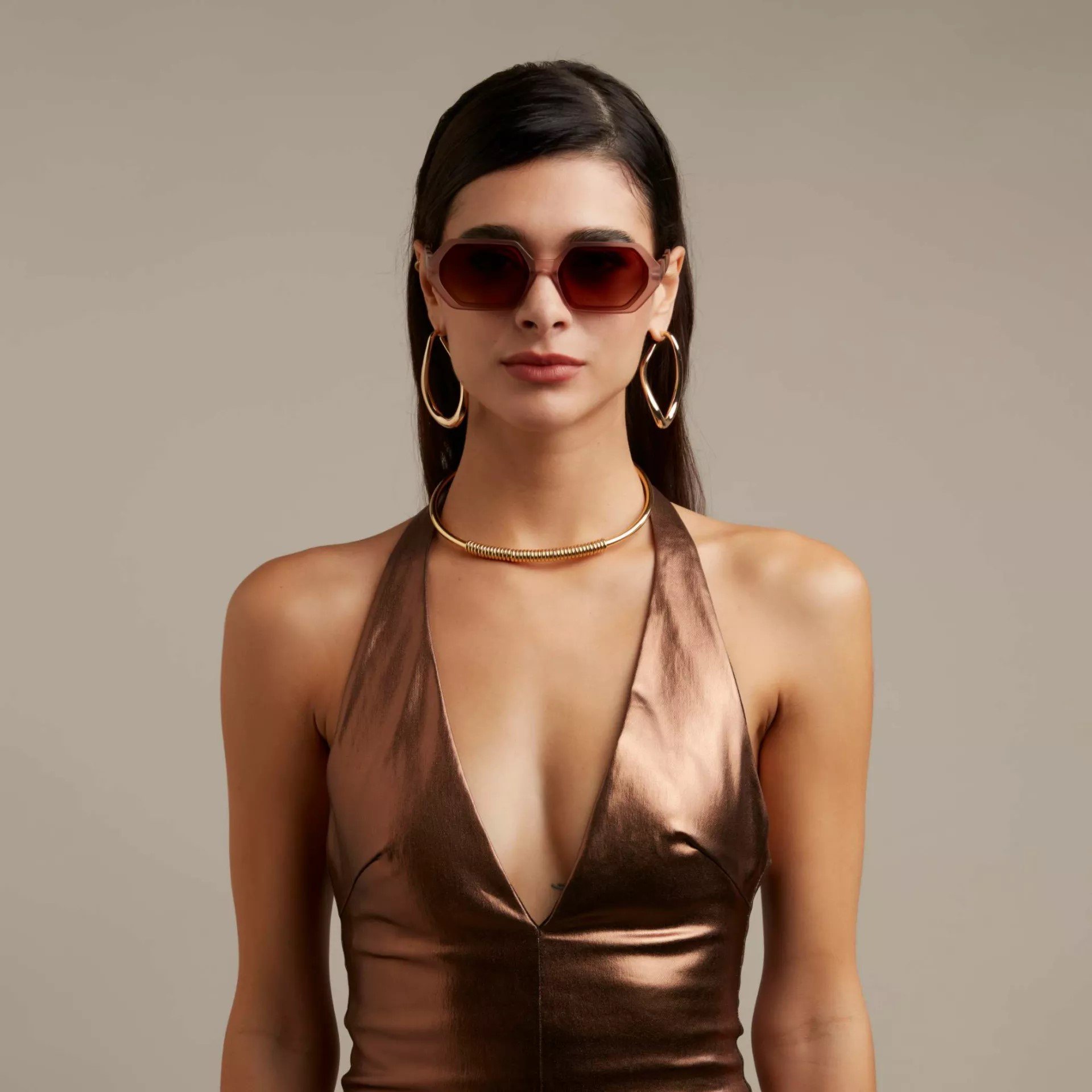 Okkia Andrea Hexagonal Güneş Gözlüğü // Pink Havana