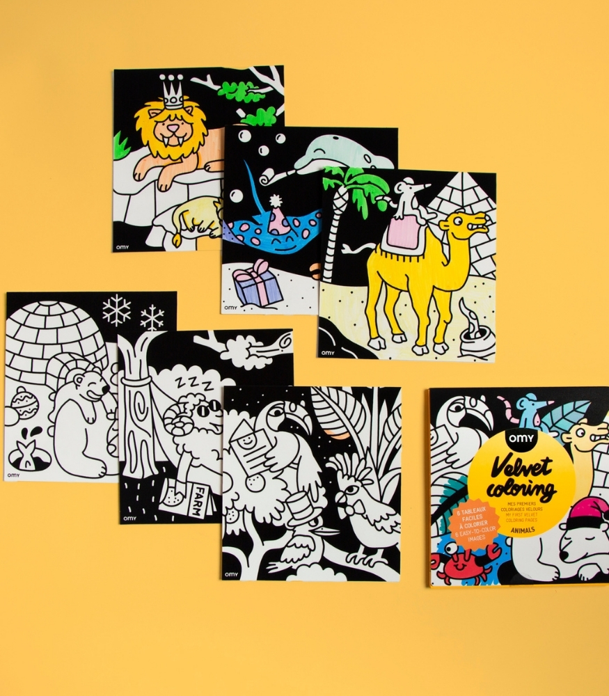 OMY Velvet Coloring Kadife Boya Kartları // Animals