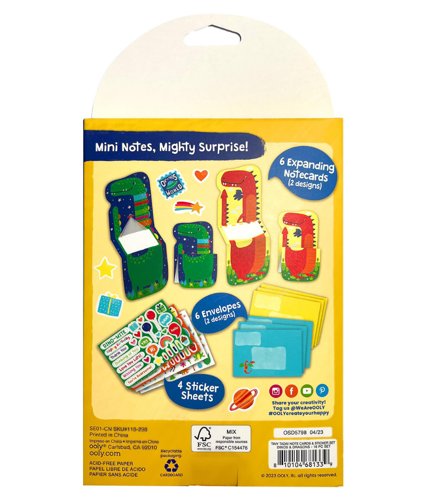 Ooly Tiny Tadas Not Kartları ve Sticker Seti // Dinos & Dragons