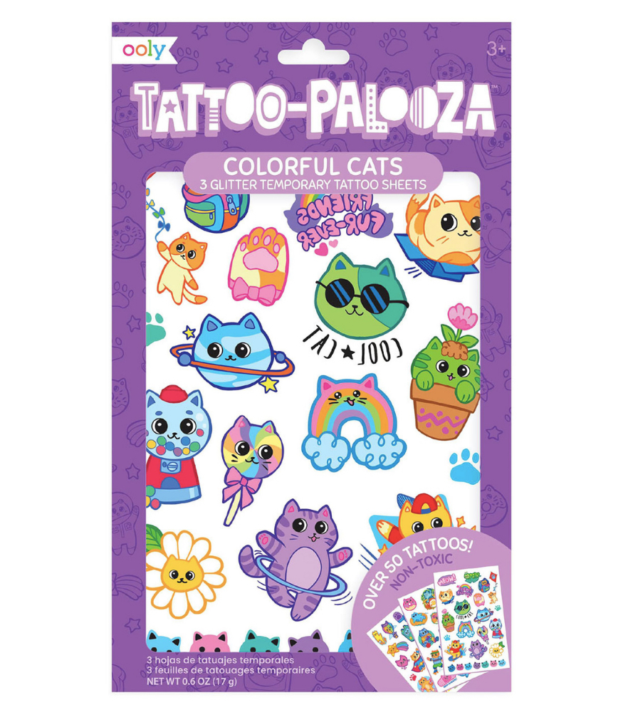 Ooly Tattoo Palooza Ge&ccedil;ici D&ouml;vme Seti // Colorful Cats
