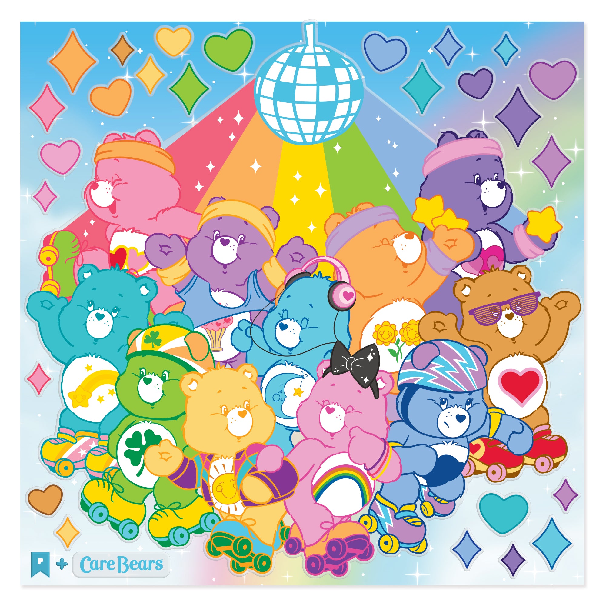 Pipsticks Super Glitter Puffy Sticker // Rollin With The Care Bears