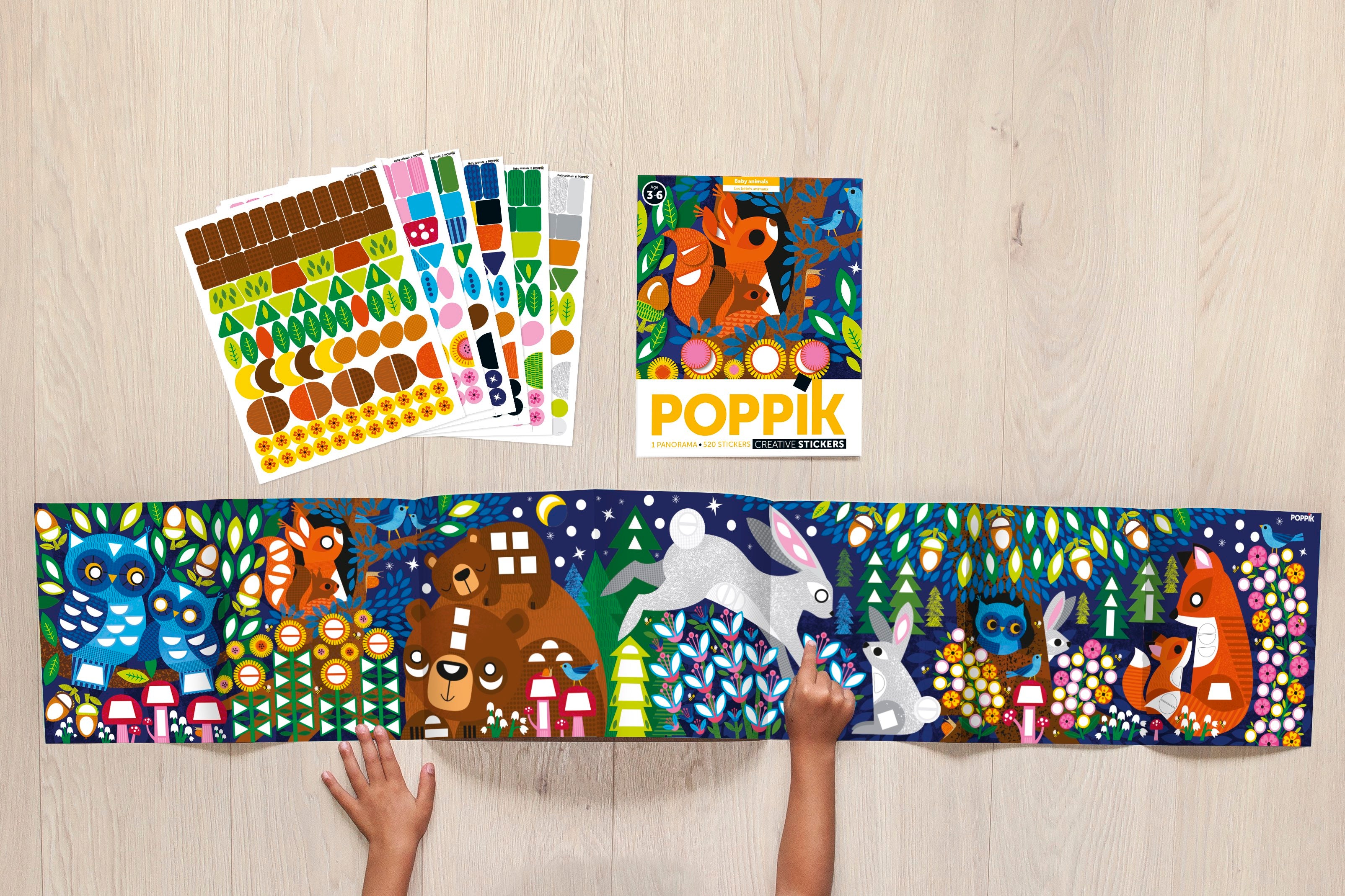 Poppik Panorama Sticker Poster // Baby Animals