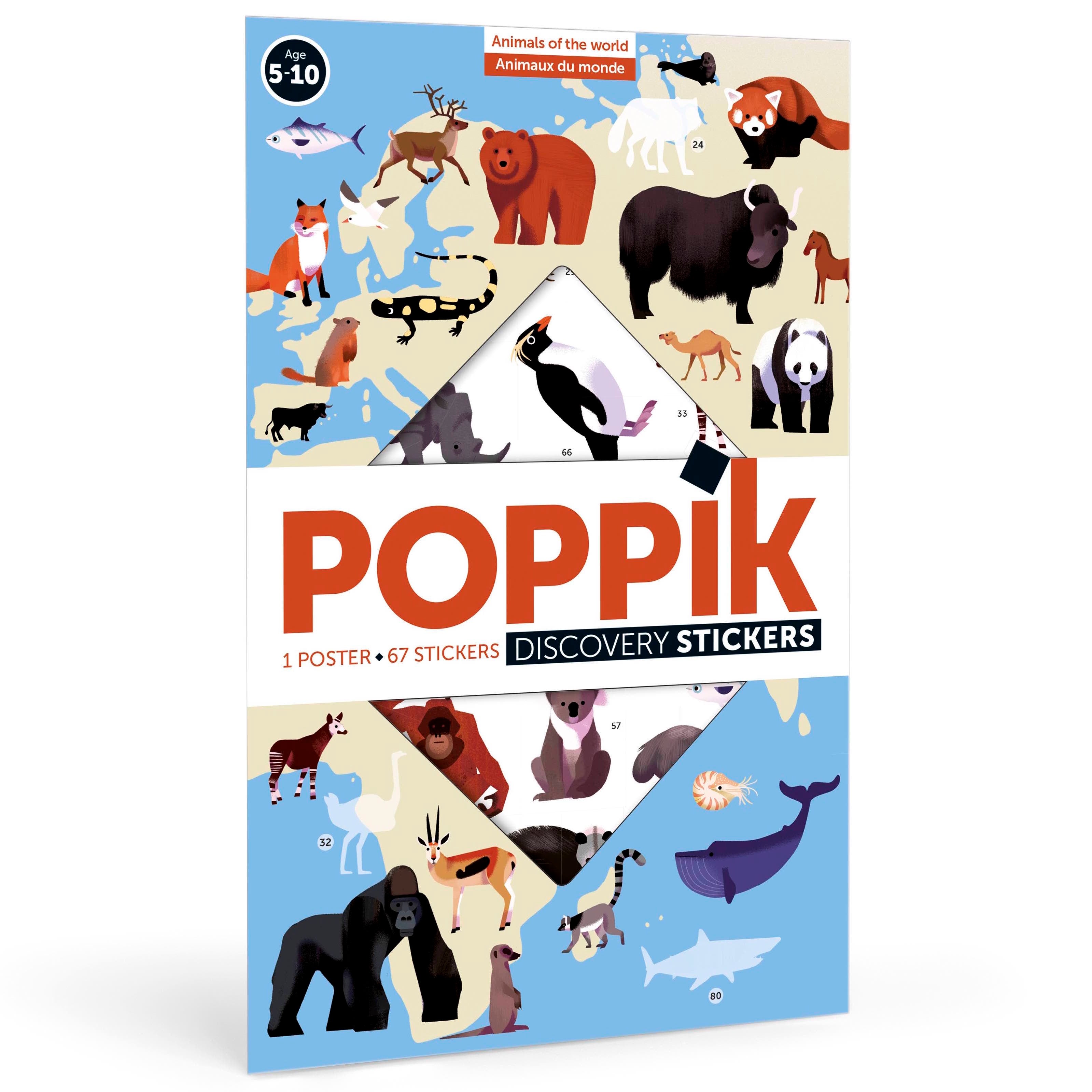 Poppik Discovery Sticker Poster // Animals of The World