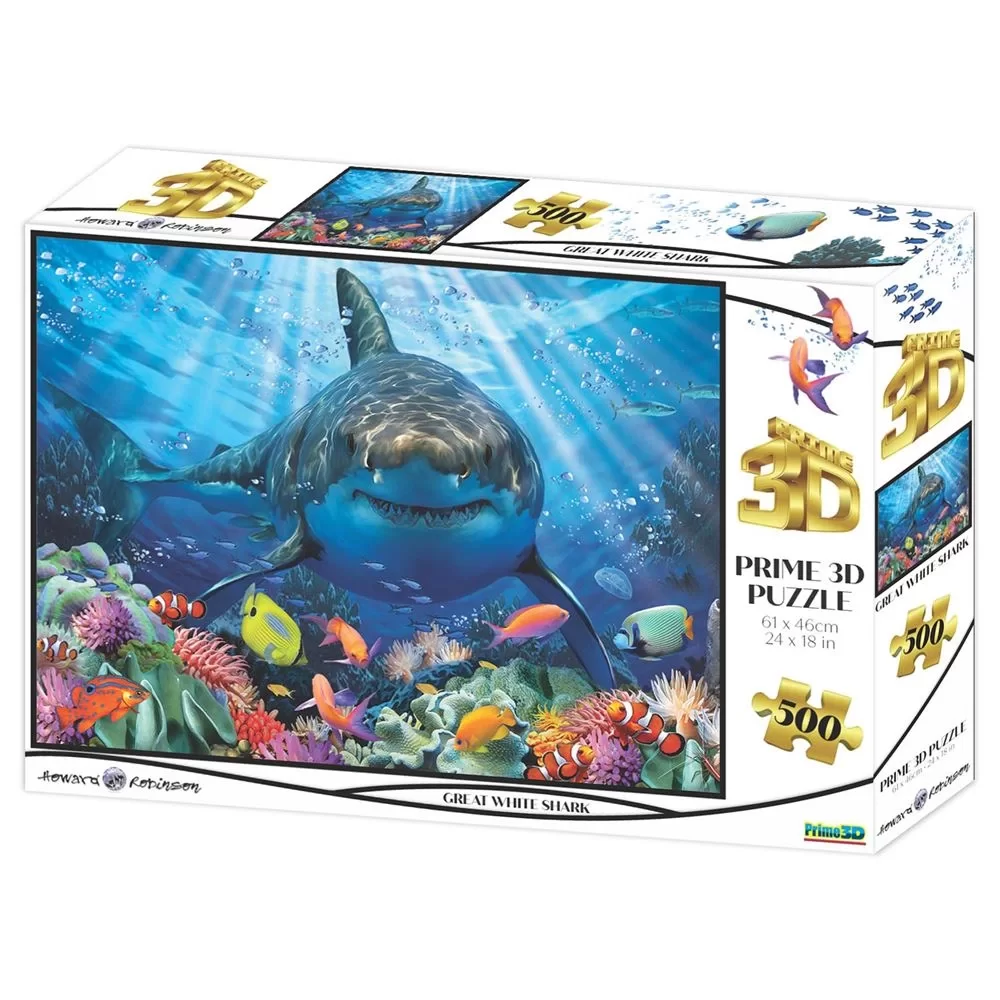 Prime 3D Yetişkin Puzzle 500 Parça // Büyük Beyaz Köpekbalığı