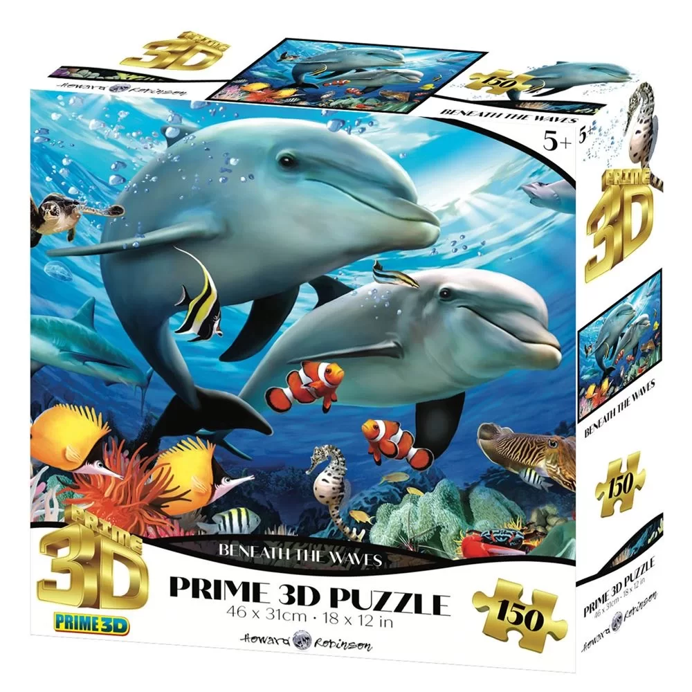 Prime 3D Puzzle 150 Par&ccedil;a // Dalga Altında Yunuslar