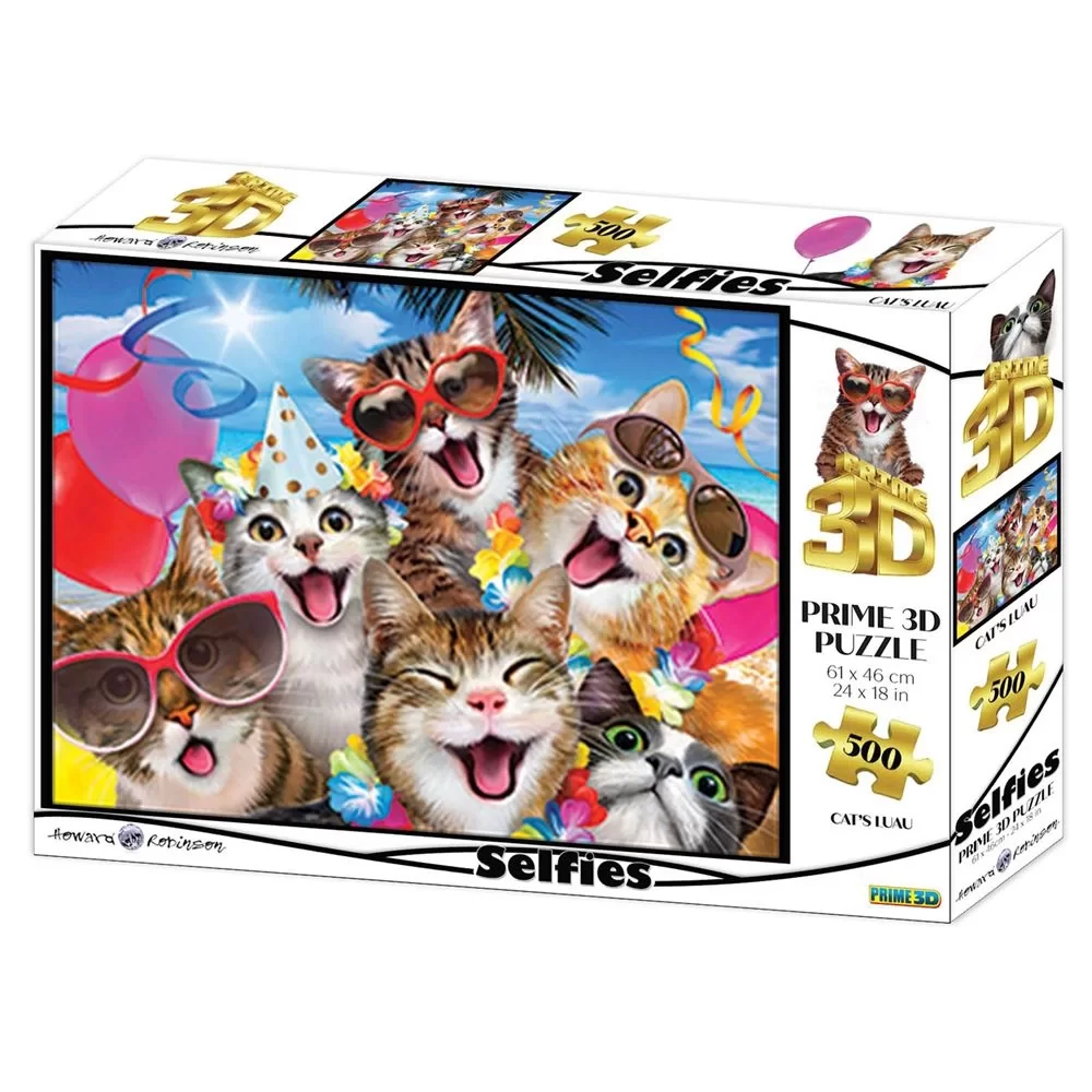 Prime 3D Yetişkin Puzzle 500 Parça // Kediler Partide
