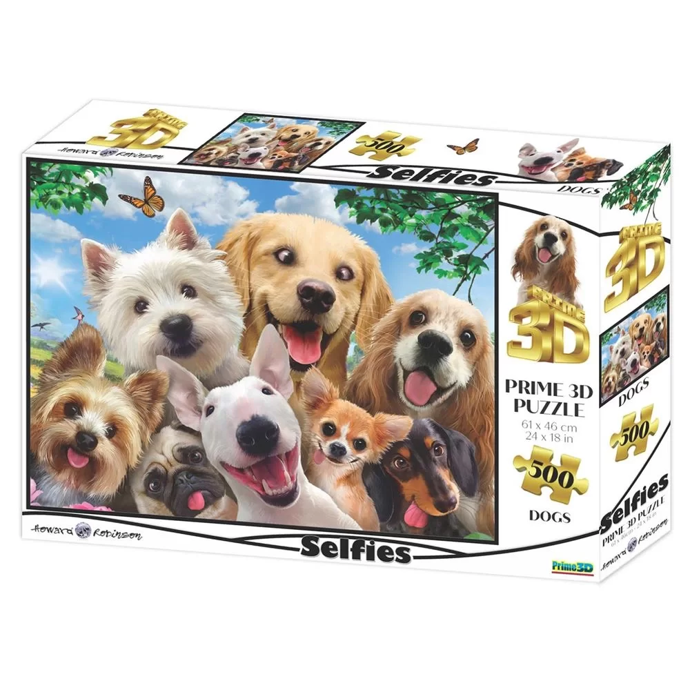 Prime 3D Selfie Yetişkin Puzzle 500 Parça // Köpek 