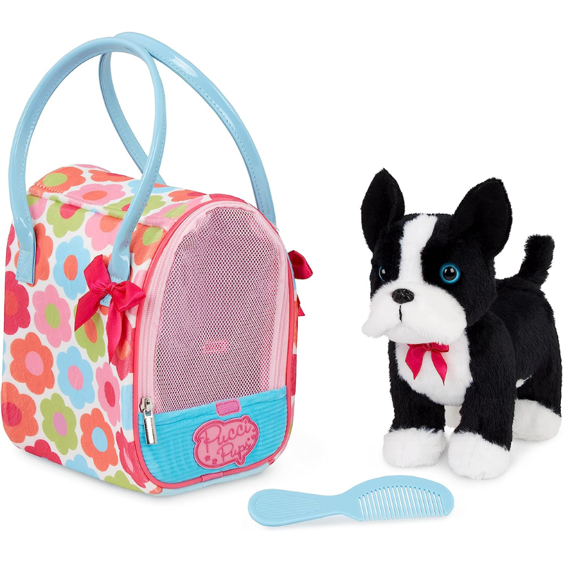 Pucci Pups &Ccedil;antalı Peluş Yavru K&ouml;pek (&Ccedil;i&ccedil;ek Desen) // Terrier