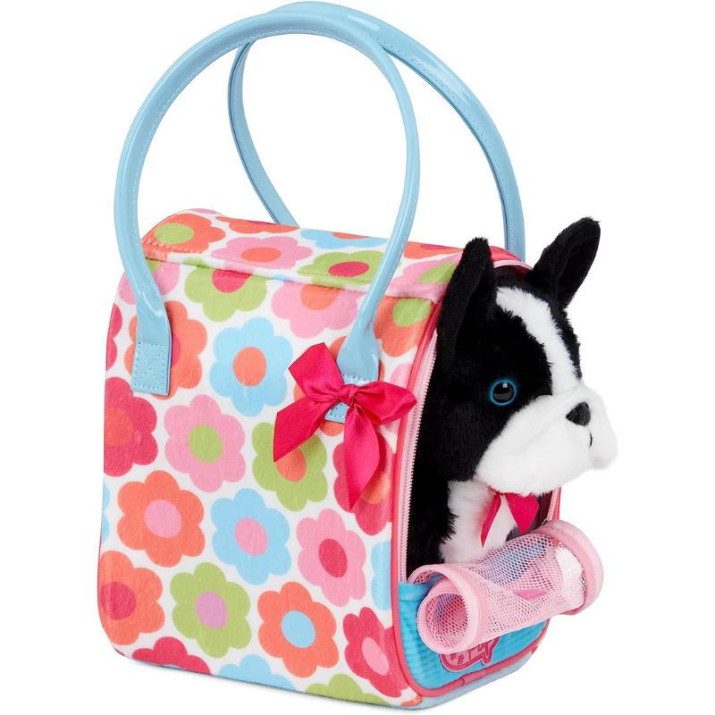 Pucci Pups &Ccedil;antalı Peluş Yavru K&ouml;pek (&Ccedil;i&ccedil;ek Desen) // Terrier