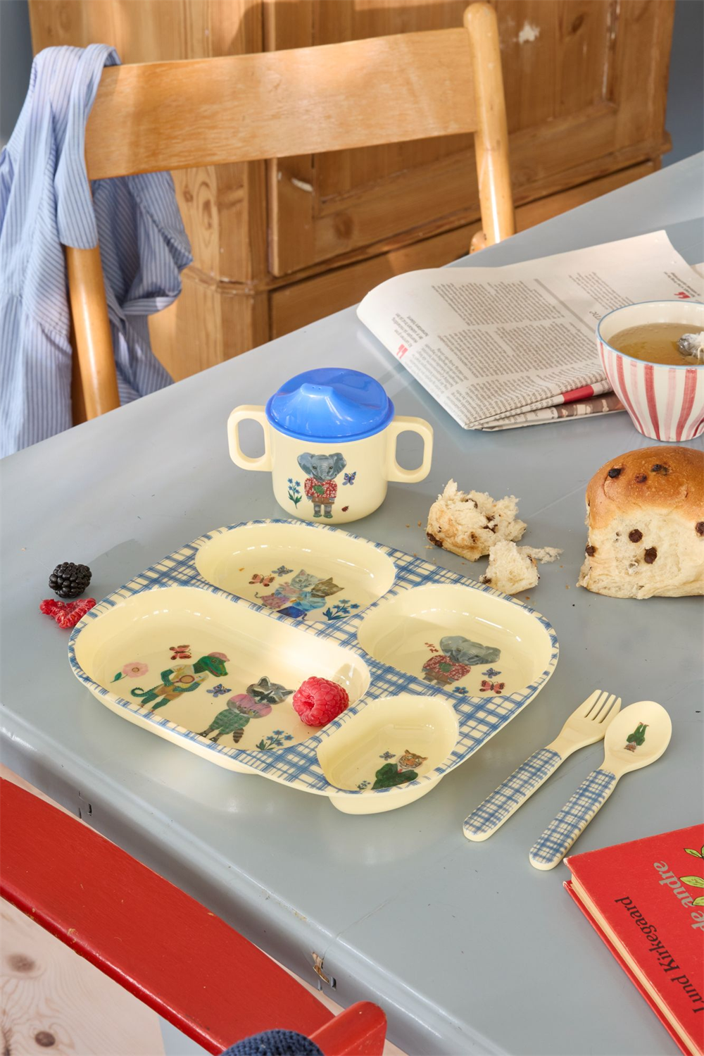 Rice Melamin Çocuk Kapaklı Bardak // Nathalie Lété - Blue