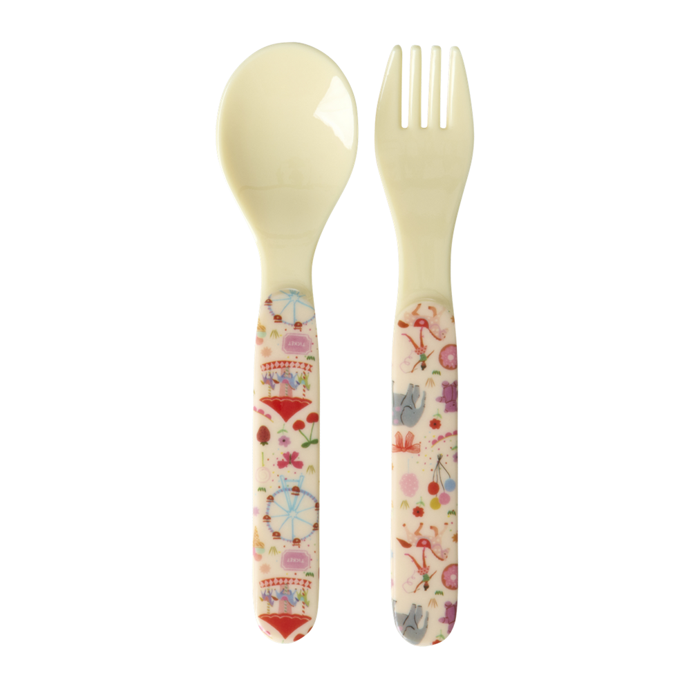 Rice Melamin Çatal & Kaşık Seti // Fun Fair - Pink