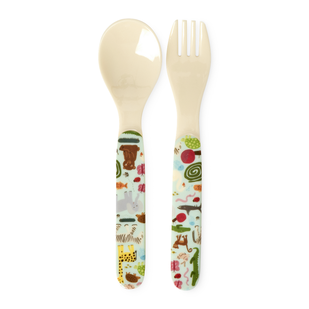 Rice Melamin Çatal & Kaşık Seti // Wildlife - Mint