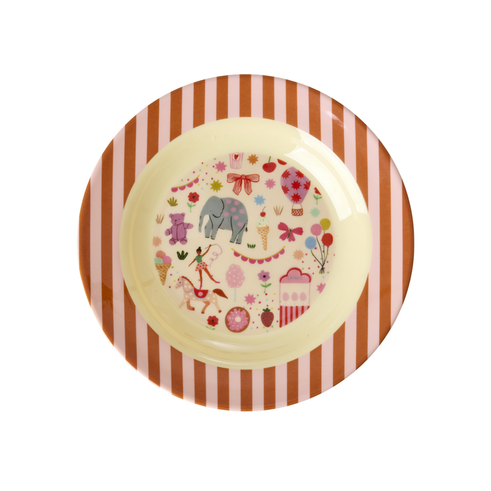 Rice Kids Çocuk Çukur Yemek Tabağı // Fun Fair - Pink