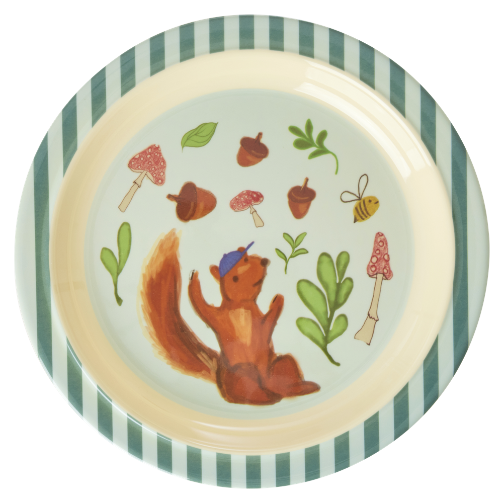 Rice Melamin &Ccedil;ocuk Tabağı // Happy Forest - Blue