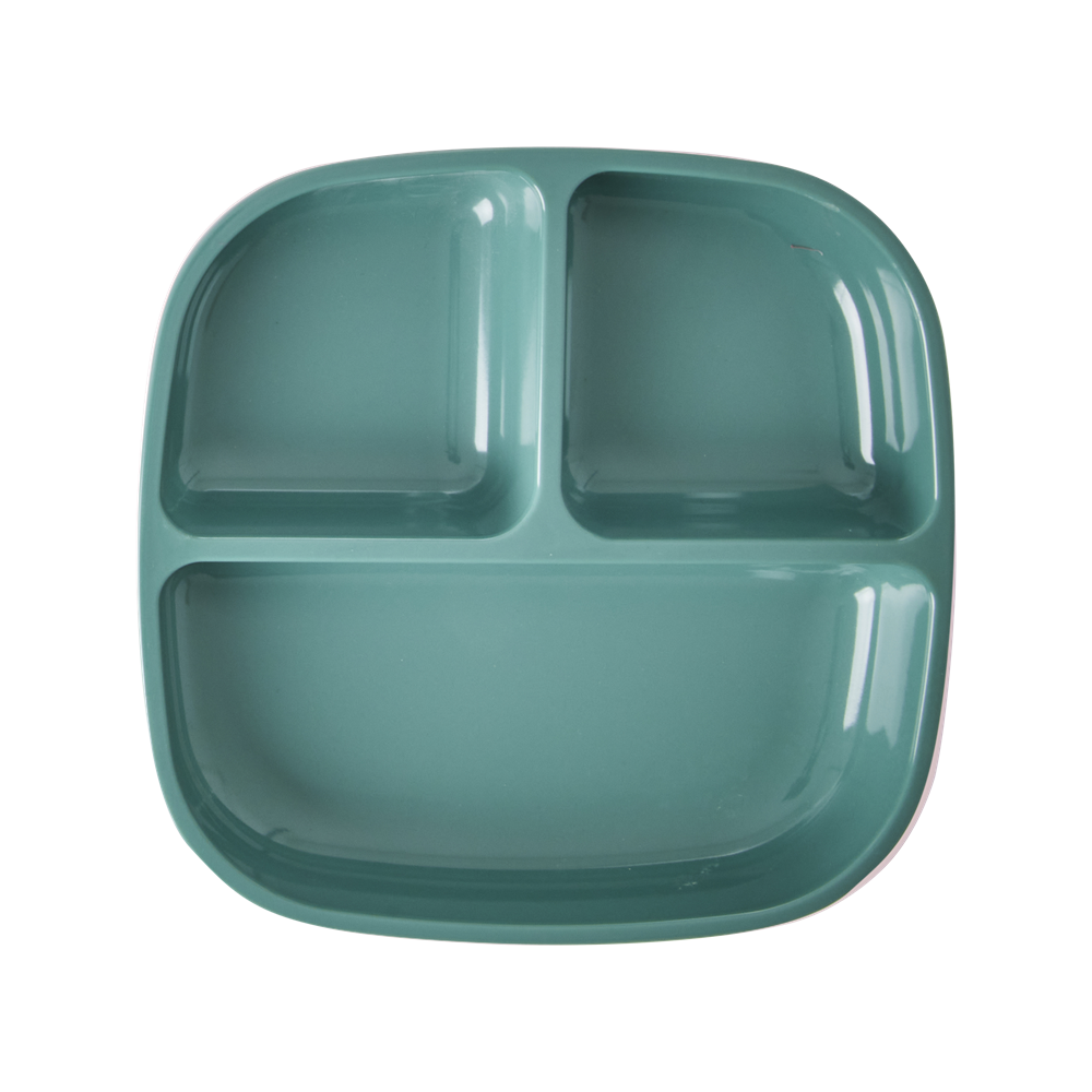 Rice Kids Melamin 3 Bölmeli Tabak // Green