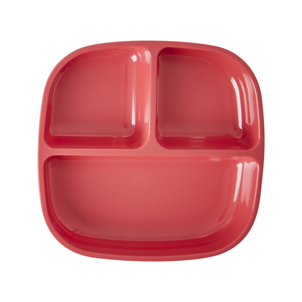 Rice Kids Melamin 3 Bölmeli Tabak // Red