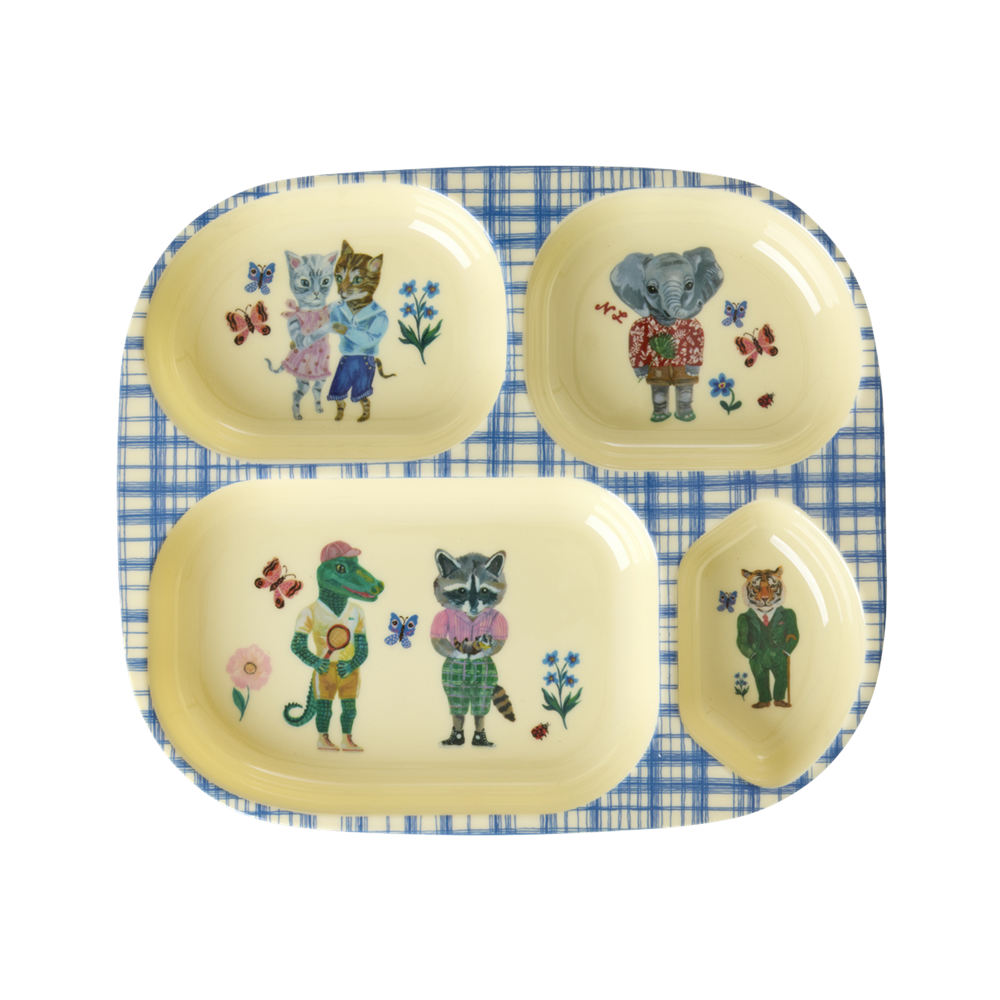 Rice Kids Melamin 4 Bölmeli Tabak // Nathalie Lété - Blue