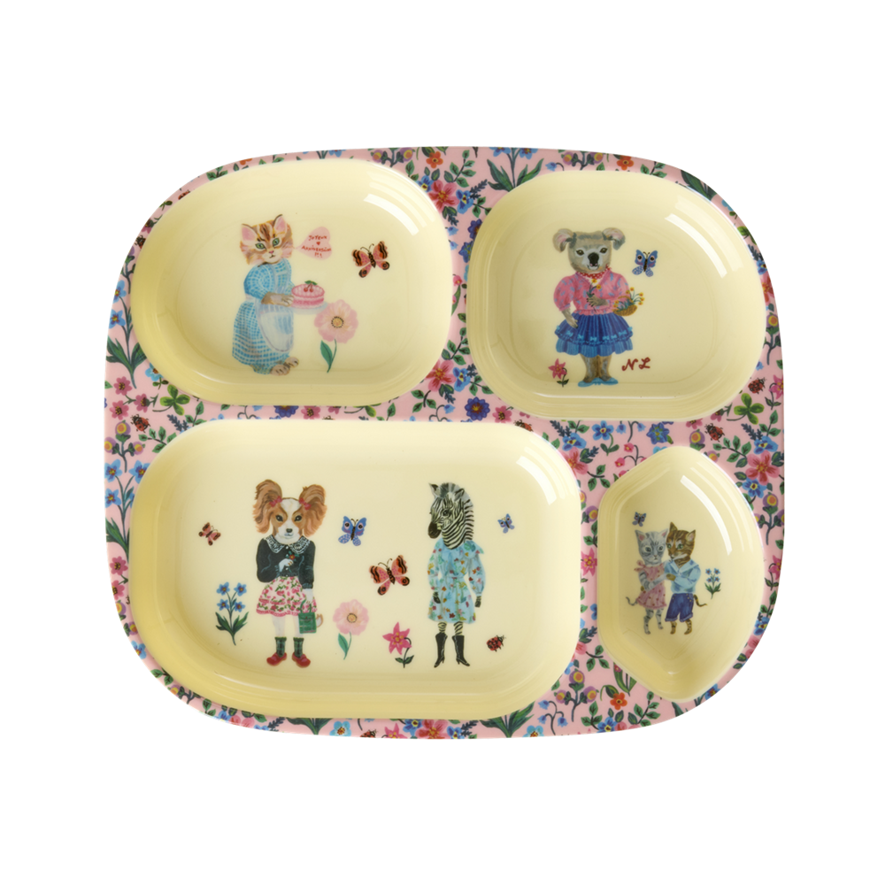 Rice Kids Melamin 4 Bölmeli Tabak // Nathalie Lété - Pink