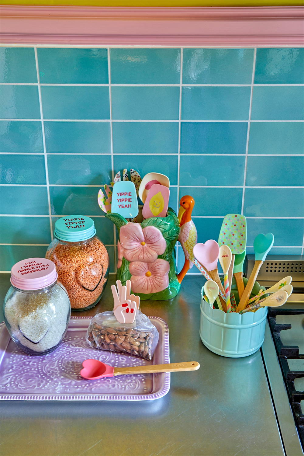 Rice Silikon Mini Kalp Kaşık Set // Mint&Green