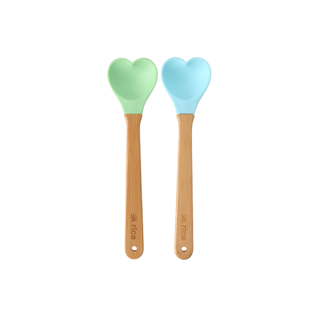 Rice Silikon Mini Kalp Kaşık Set // Mint&Green