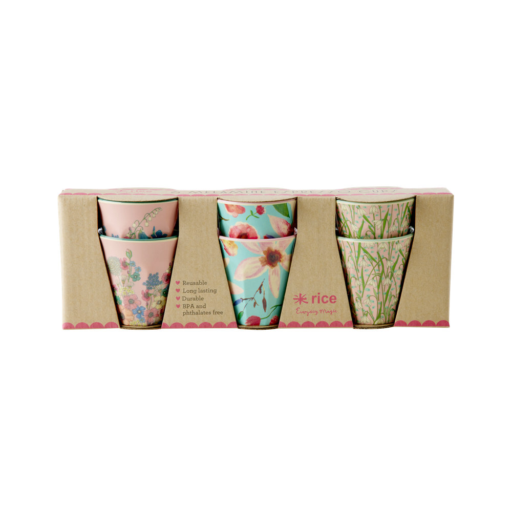 Rice Melamin Espresso Bardak Set (80 ml) // Flowers