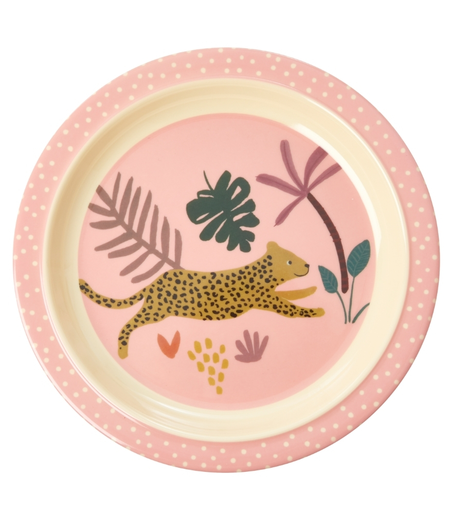 Rice Kids Çocuk Yemek Tabağı // Pink Jungle Animals