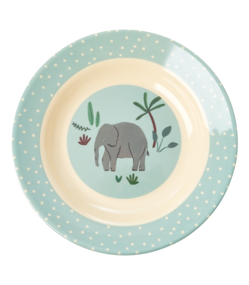 Rice Kids Melamin Çocuk Yemek Tabak // Blue Jungle Animals