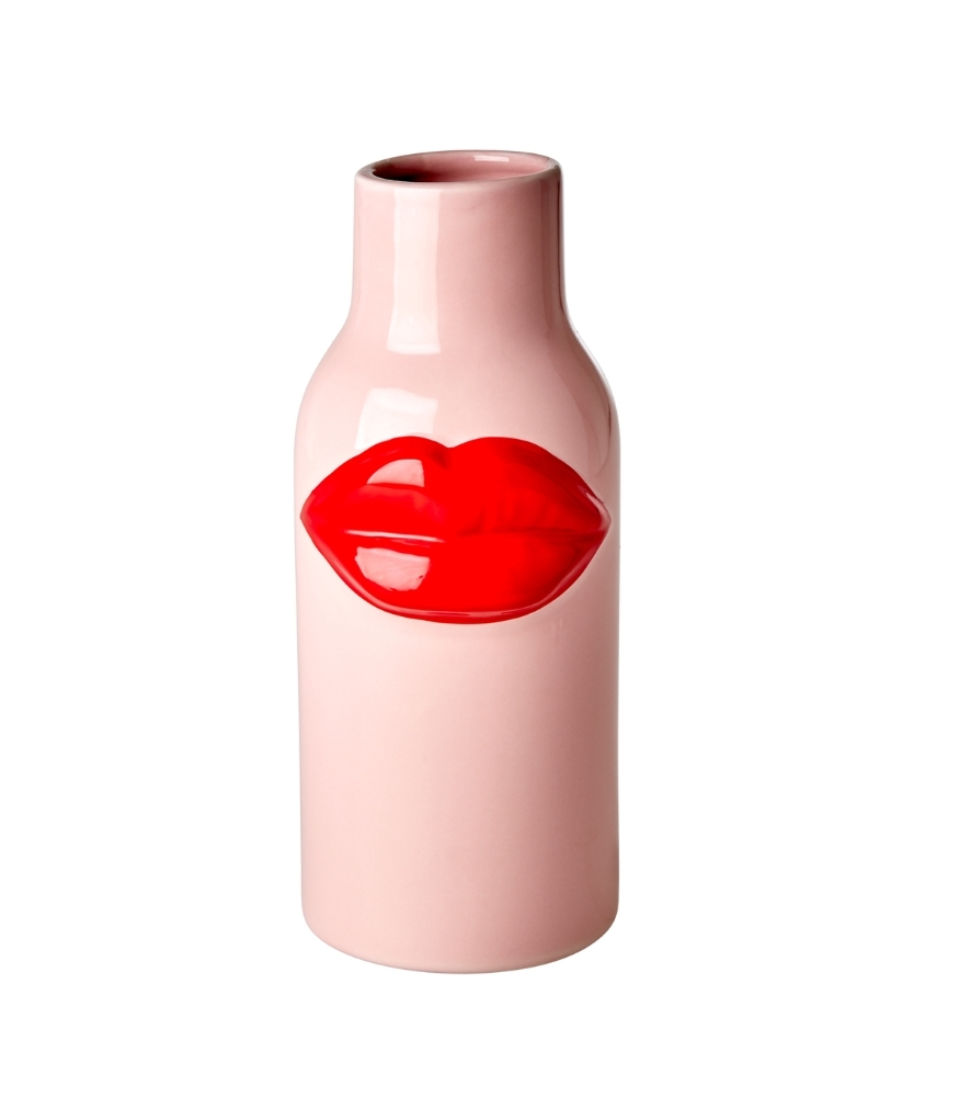 Rice Seramik Lips Vazo (L) // Pink - Red