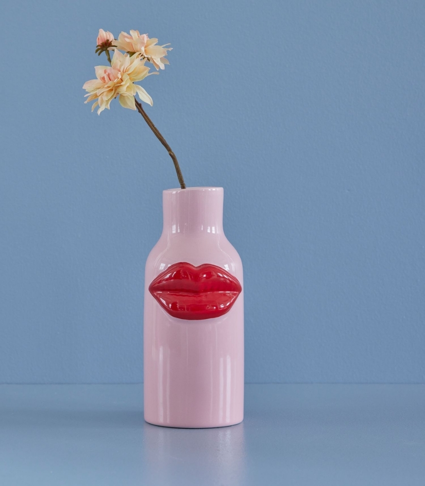 Rice Seramik Lips Vazo (L) // Pink - Red