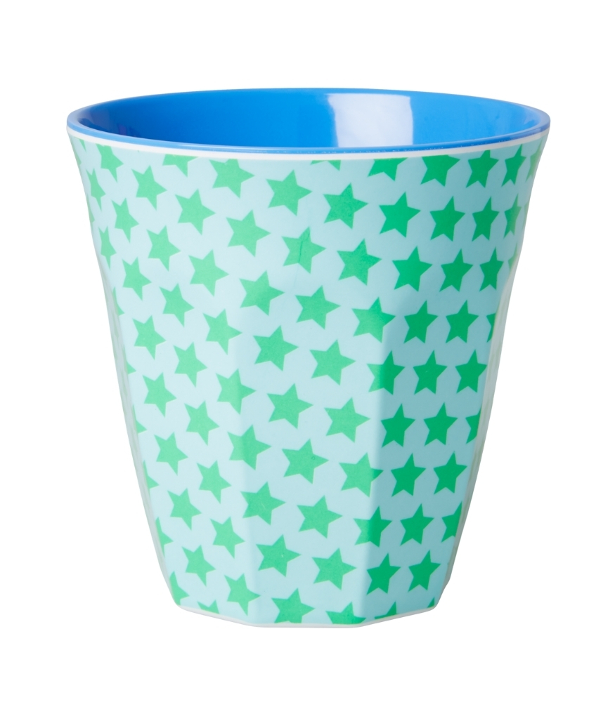 Rice Melamin Bardak (M) // Medium // Green and Turquoise Star