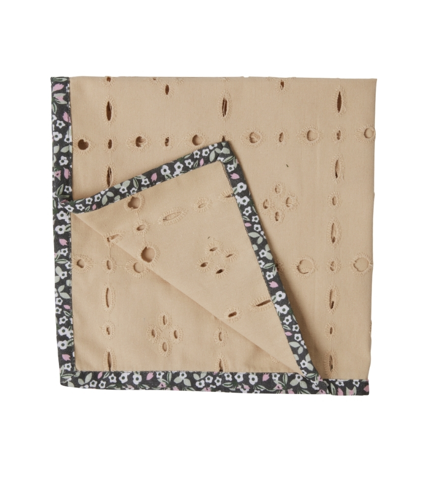 Rice Kumaş Peçete Set Çiçek Biyeli // Beige