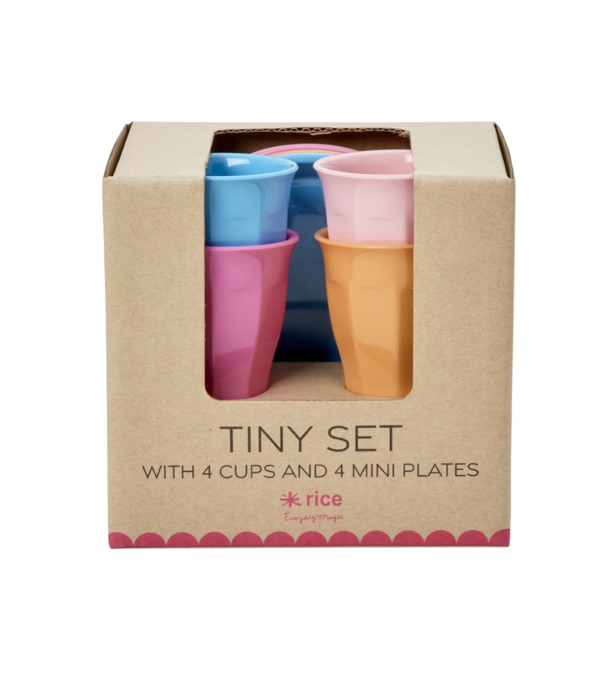 Rice Melamin Mini Bardak & Tabak Set (8 Parça)