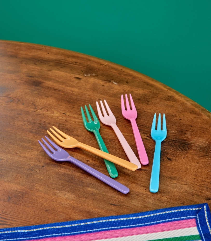 Rice Melamine Pasta Çatalı Seti // Colors ( 6 Adet)