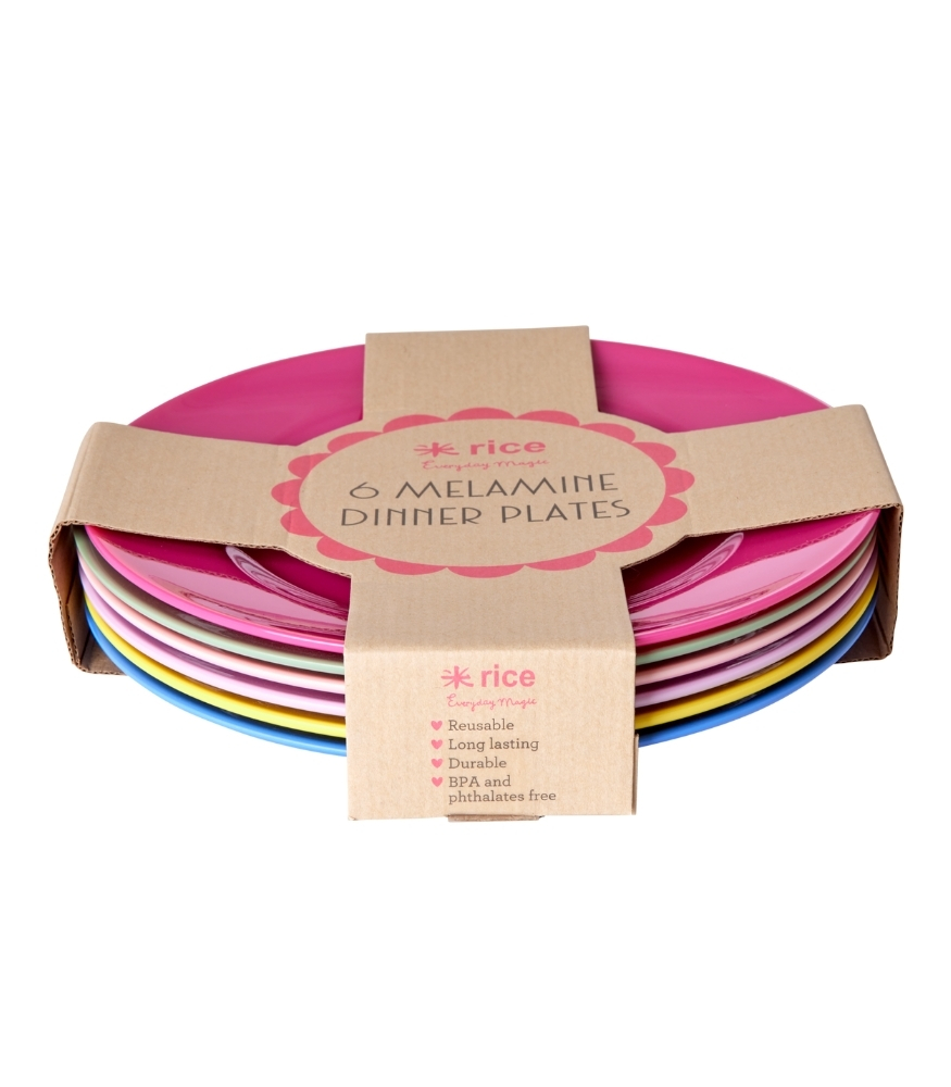 Rice Melamine Round Yemek Tabak Set // 6 Colors y (6 Adet)