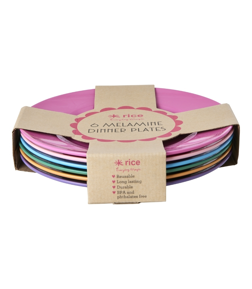 Rice Melamine Round Yemek Tabak Set // 6 Color Joy (6 Adet)