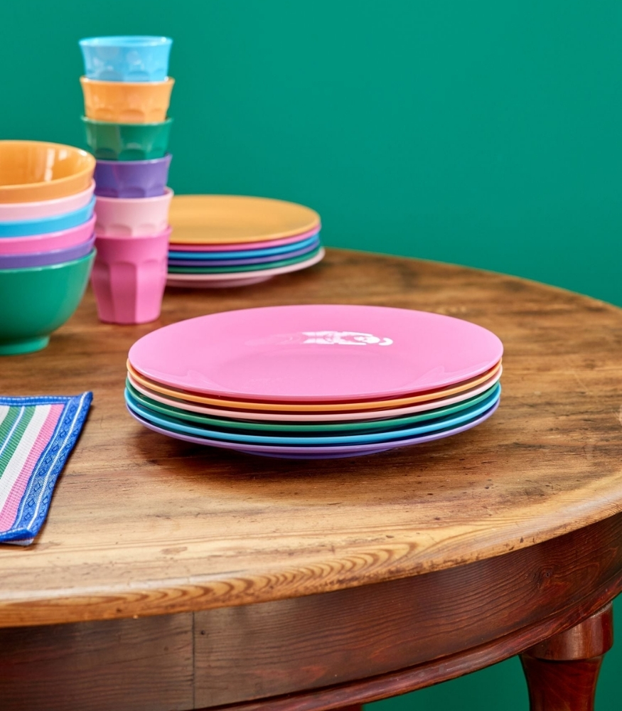 Rice Melamine Round Yemek Tabak Set // 6 Color Joy (6 Adet)