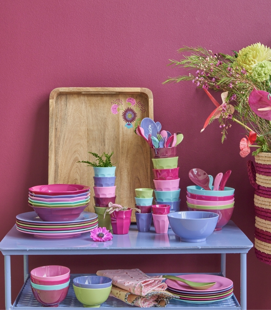 Rice Melamine Round Pasta Tabak Set // 6 Color