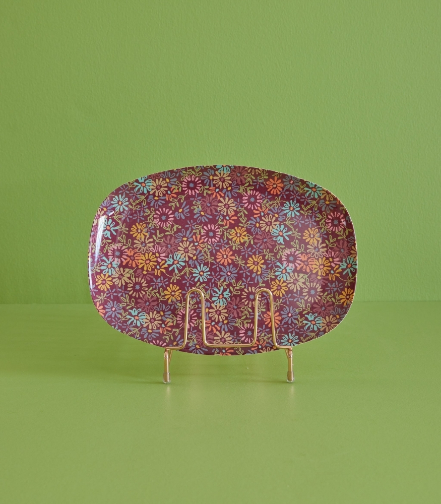 Rice Melamin Dikdörtgen Tepsi Tabak // Wild Vintage Flower