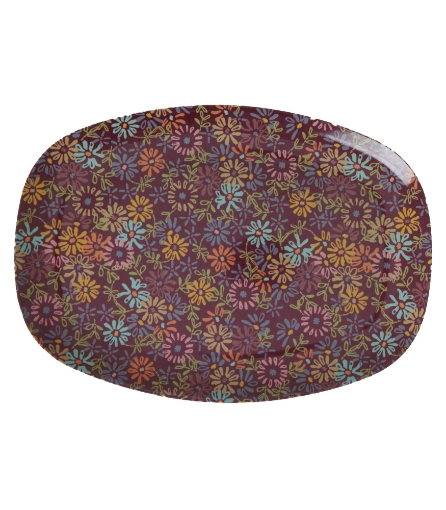 Rice Melamin Dikdörtgen Tepsi Tabak // Wild Vintage Flower