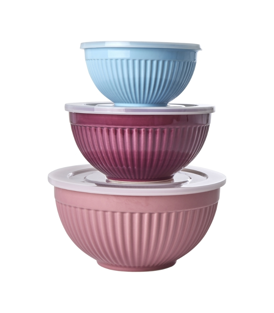 Rice Seramik Kase Set // Pink & Aubergine & Mint