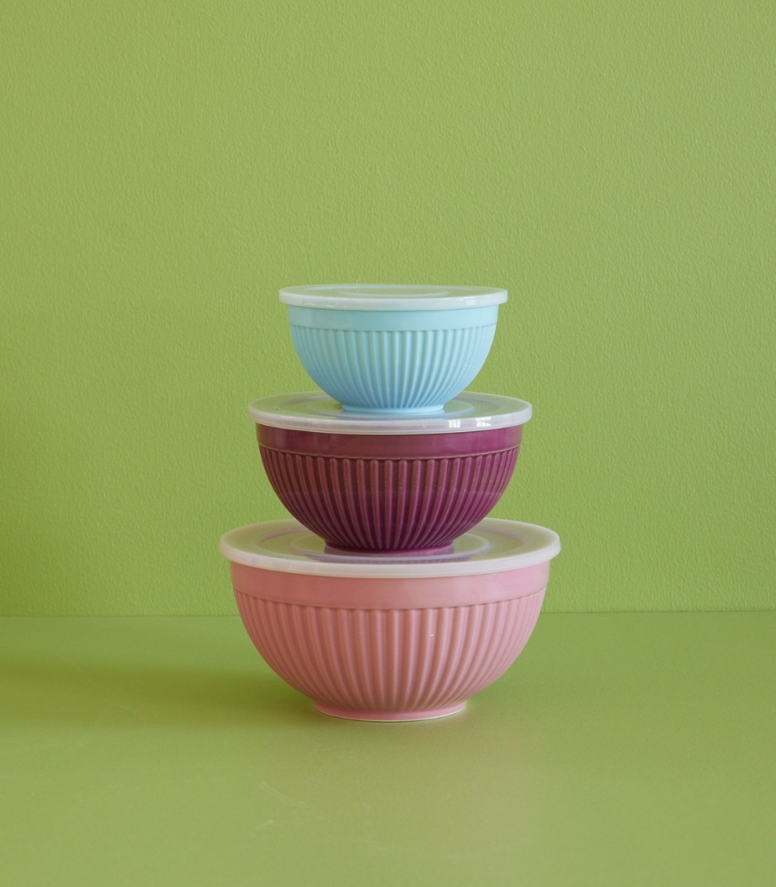 Rice Seramik Kase Set // Pink & Aubergine & Mint
