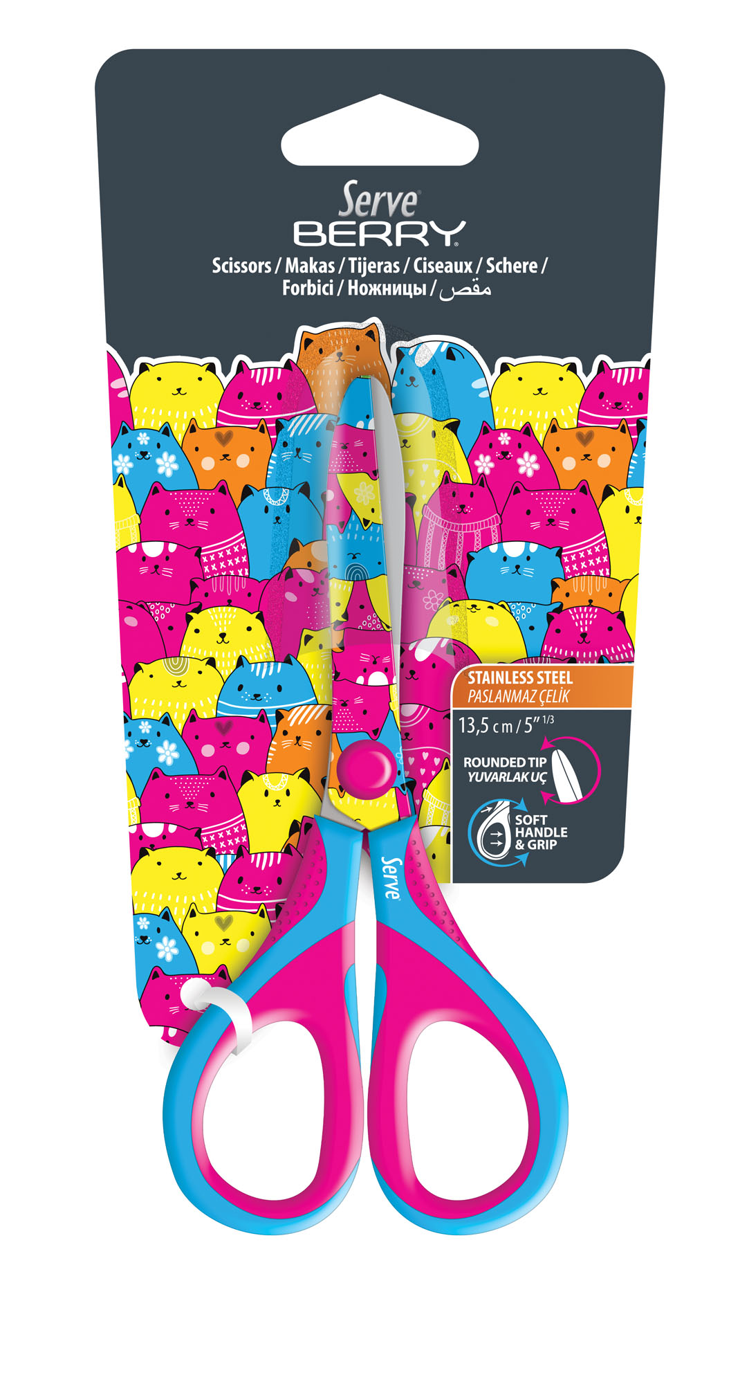 Serve Berry Fosforlu Kedili Makas // Pembe